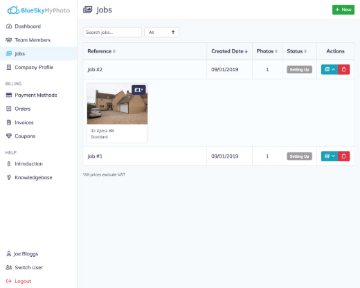 Job list page